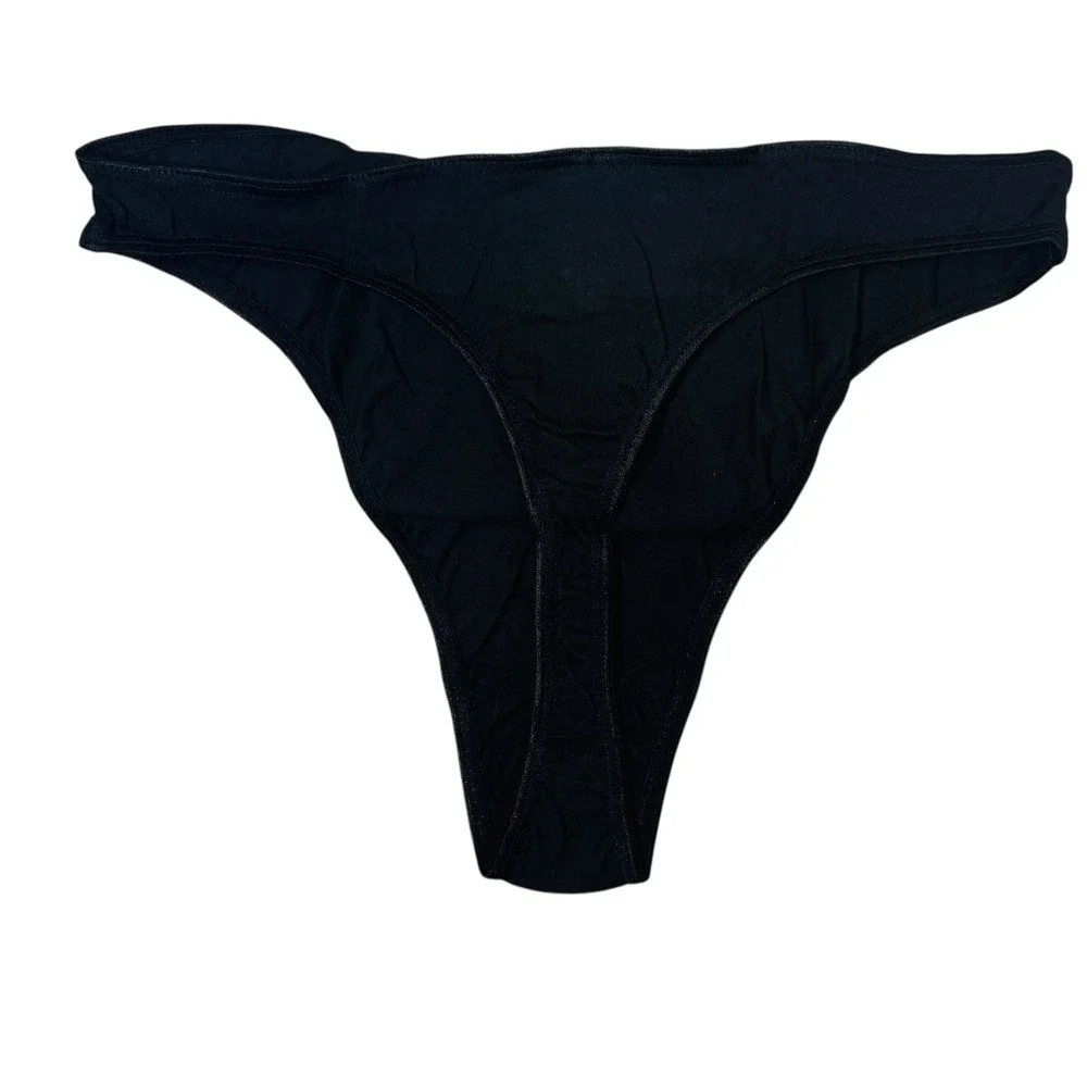 Vtg NEW Victorias Secret Cotton‎ Thong Panty Black XS S New With Tags 1998 Retro